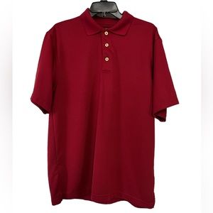 Mens Large Cubavera Polo Shirt Red Ribbed